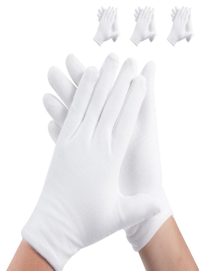 Untrytb 3 Pairs White Cotton Gloves for Dry Hands Sleeping, Premium Cotton Gloves for Eczema Lotion, Hand Gloves Moisturizing Overnight, White Gloves for Women & Men, Work Glove for Coin Jewelry Silver - Image 1